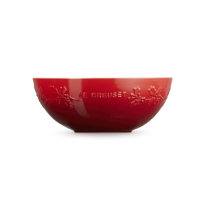 Le Creuset Stoneware Holly Relief Serve Bowl 25cm